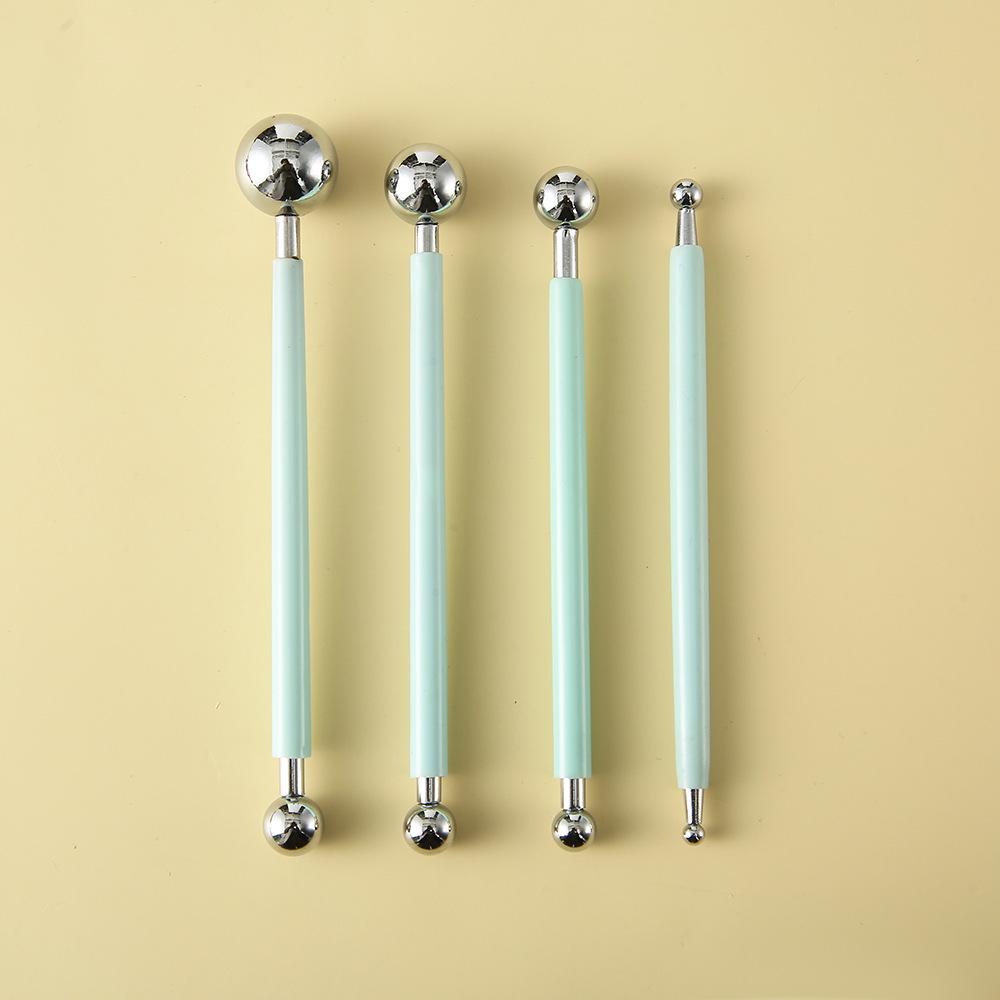 

DIY Pottery Tool Set: 4-Piece Solid Stick with Stainless Steel Round Heads for Clay Sculpture