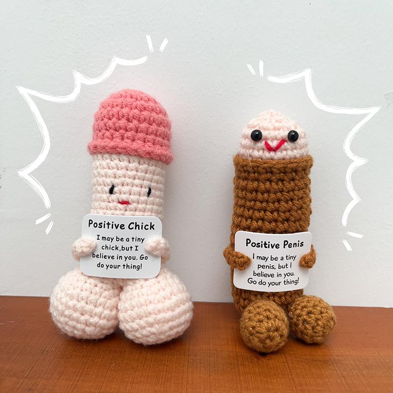 Positive Crochet Doll With Affirmation Card Playful Handmade Creative Present Ornaments Diy Crochet Kit With Yarn For Birthday Decoration