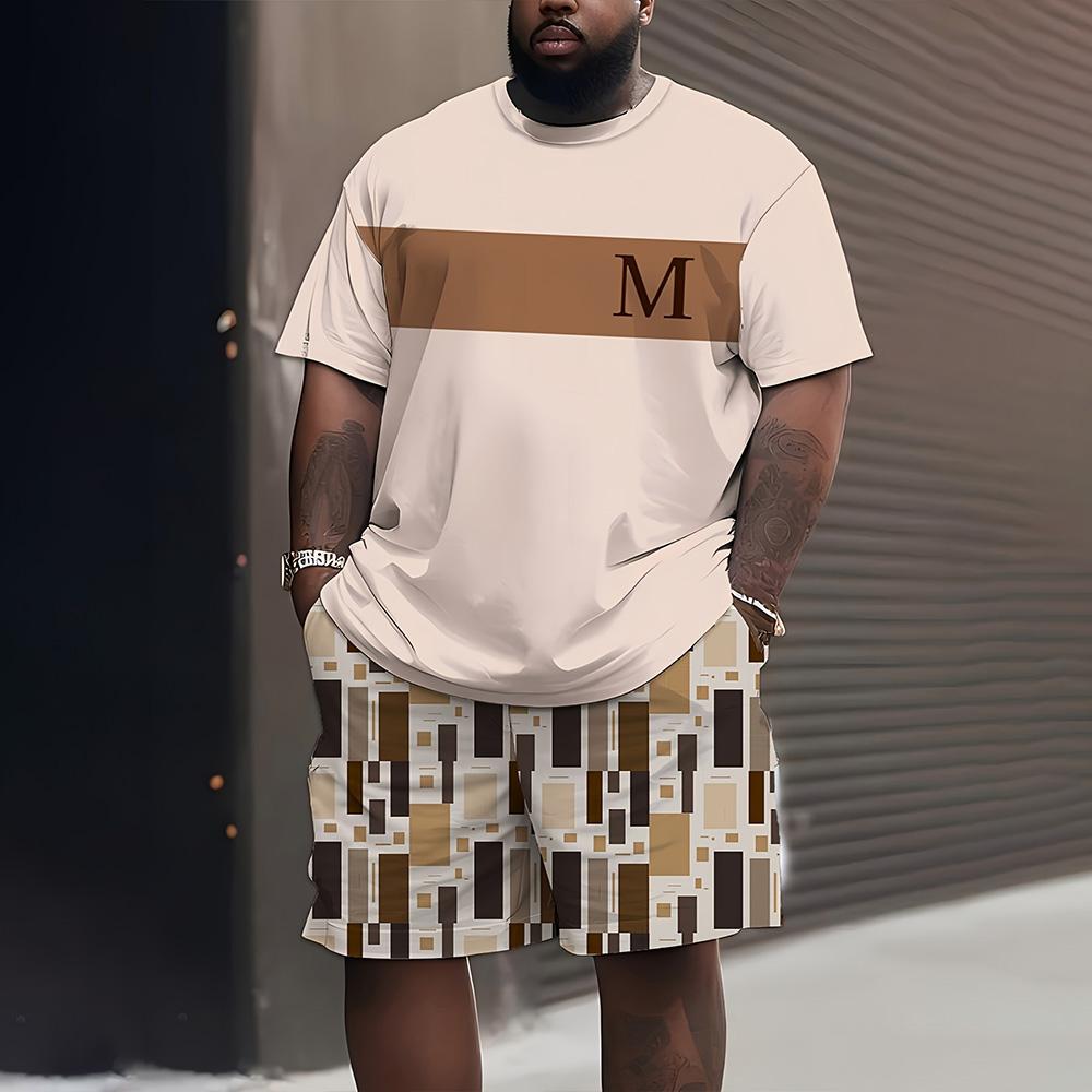 

2025 Oversized Men s T-Shirt Shorts 2-Piece Set Fashion 3D Printed Short Sleeve Clothing Elastic Waist Drawstring Shorts Outfits 5XL