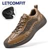 LETCOMFIT Rope Sneakers Men Breathe Sport Casual Shoes Men's Handmade Mesh Shoes Comfort Light Genuine Leather Beach Footwear