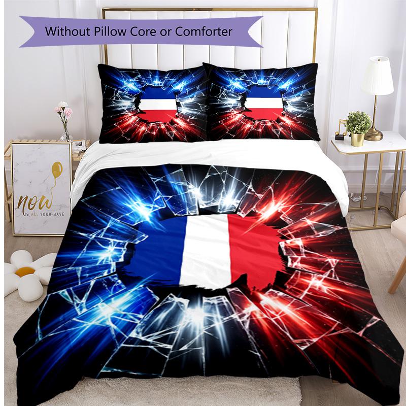 France Football Printed Bedding 3 Piece Set Cozy Breathable Bed Cover Set As Housewarming Holiday Gift