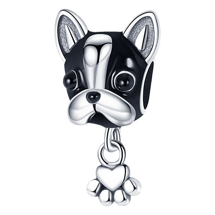 S925 Silver Adorable Pet Dog Paw Charm Beads Fashion Personality Bracelet Jewelry Accessory