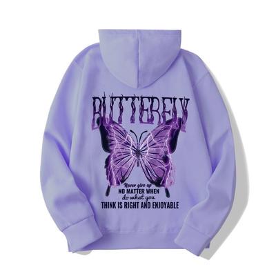 2025 European and American New Letter Fashion Multi-color Butterfly Casual Hooded Fleece Sweater