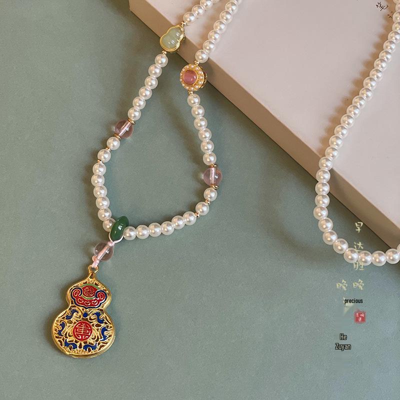 Retro Beaded Necklace & Ethnic Skirt Combo: Hanfu Cheongsam Accessory