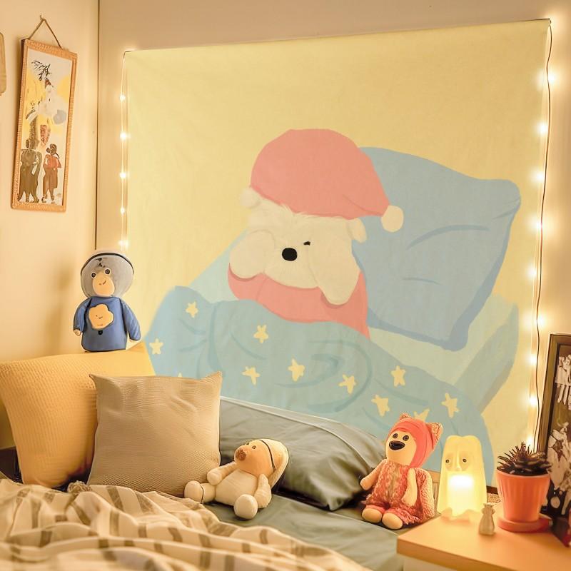 VIKAMA Cartoon Dog Cute Background Cloth Ins Style Room Decoration Tapestry Dormitory Rental Room Wall Cloth Wallpaper Decor