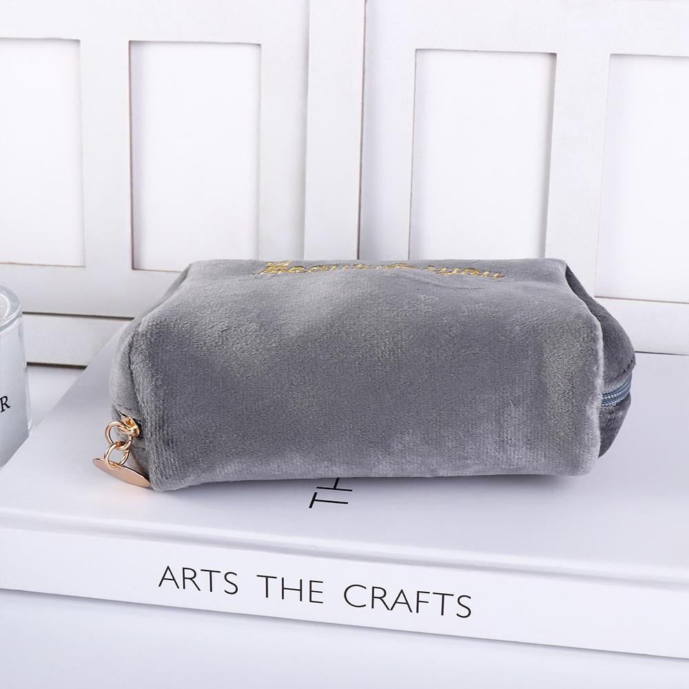 Women Simple Zipper Handbags Velvet Makeup Bags Cosmetic Bags Lipstick Pouch