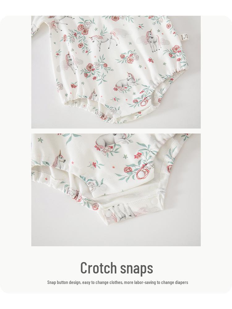 Pure Cotton Newborn Baby Girl Onesie - Spring & Autumn Triangle Bodysuit