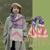 Simple Plaid Imitation Cashmere Scarf for Women Autumn and Winter New Pyramid Versatile Scarf Tassel Warm and Cold Proof Shawl