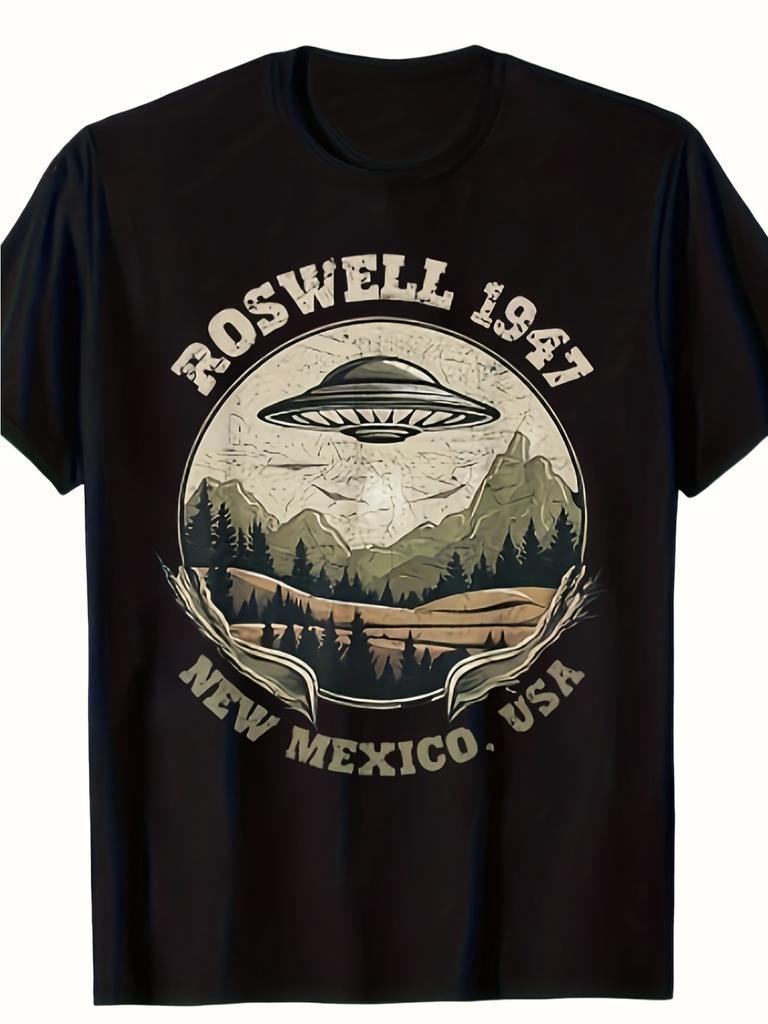 Unisexs Roswell 1947 Alien Ufo Graphic Tshirt Vintage Retro Scifi Design With New Mexico Usa Text