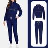 Ladies' Loose And Comfortable V-neck Long Sleeved Stand Up Collar Workwear With Multiple Pockets Suit Set