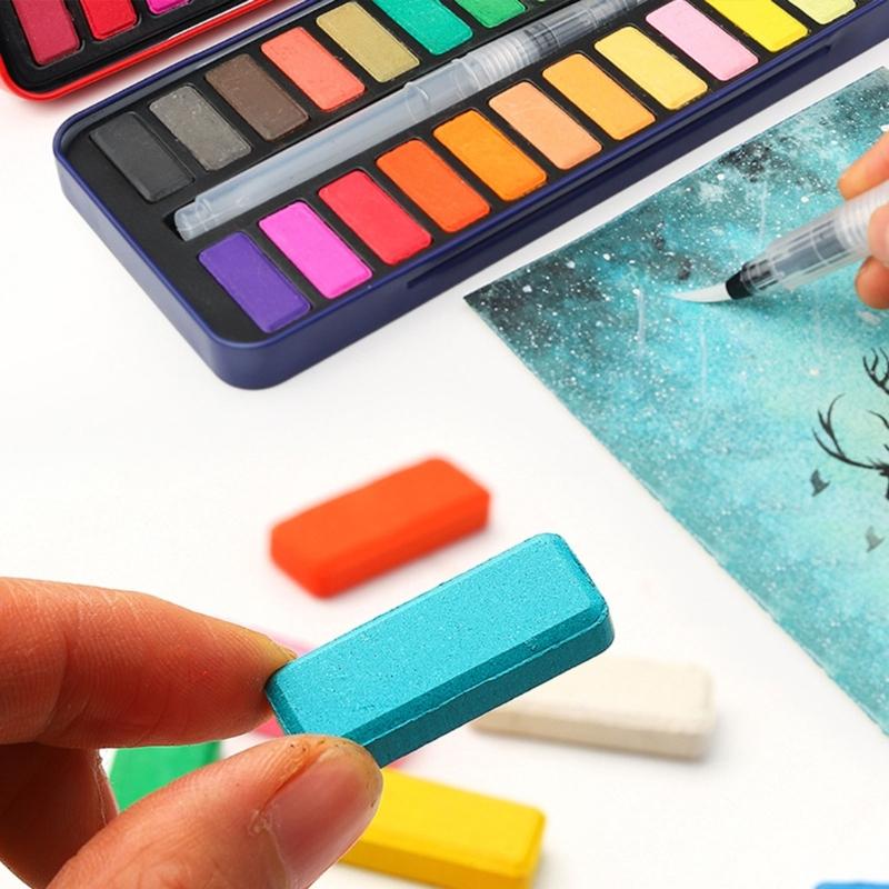 12/18/24 Color Watercolor Paint Set with Watercolor Brush for Painting Solid Watercolor Pigment for Artist Beginner Kid