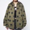 Y2k Oblečení Vintage Hvězda Oversized Mikina Bunda Harajuku Goth Dlouhý Rukáv Dámská Mikina 2000s Hip Hop Mikina na zip s kapucí Top