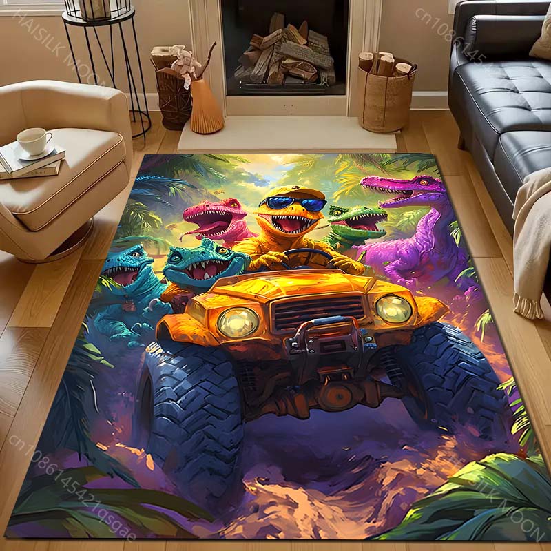

Dinosaur Driving with Sunglasses Print Carpet for Bedroom Living Room Bedside Sofa Floor Mat Modern Home Decor Play Area Rug 40x60cm (16x24in)
