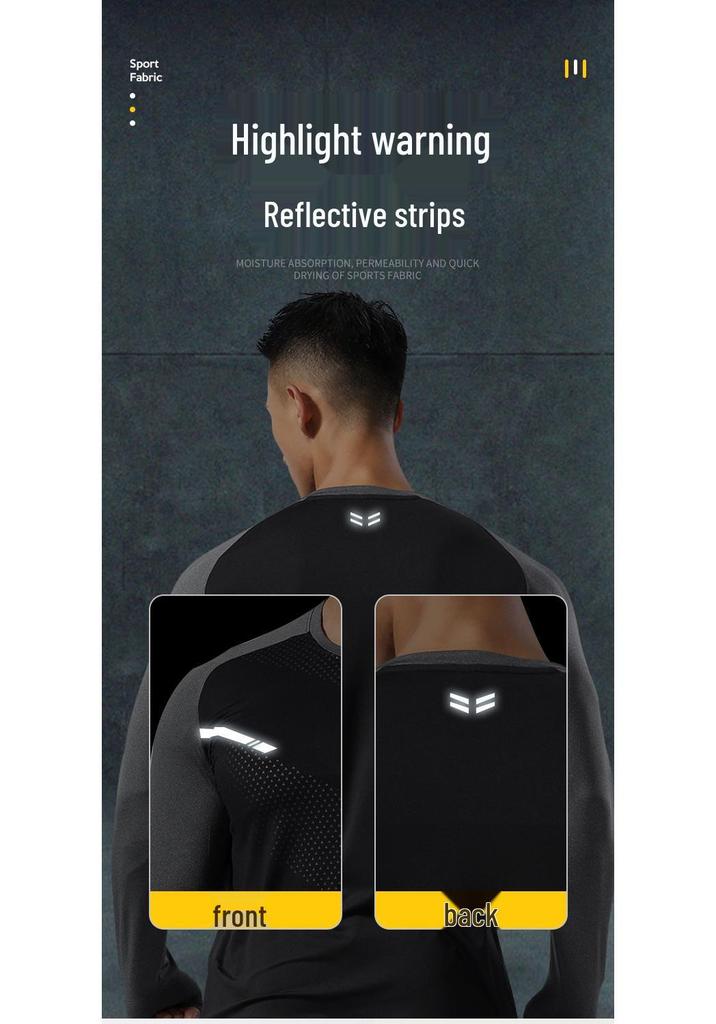 Men's Quick Dry Long Sleeve High Elastic Training Top for Running - Breathable & Round Neck