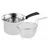 PEARL METAL Verneige Saucepan, Silver, 18cm, with Stainless Steel Glass Lid and Strainer, HB-4499