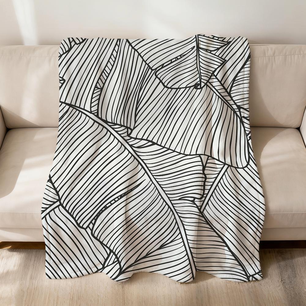 Fashion Art Monstera Leaf Nude Flannel Soft Warm Plush Blanket For Sofa Living Room Pet Hogar Bedroom Gift Home Car Portable
