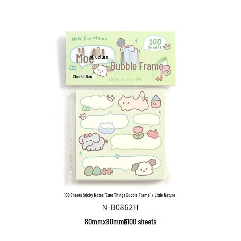 Cute Character Bubble Frame Sticky Notes - Cartoon Fun Illustration for Journals
