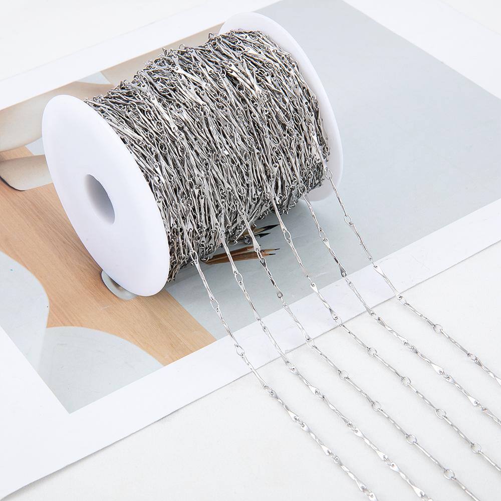 No Fade 1Meter Stainless Steel Gold & Silver Color Twist Stick Link Chain Bulk Chains for DIY Necklace Bracelet Jewelry Making