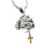 Unique Prayer Hands Skeleton Crucifix Necklace/Pendant Stylish Jewelry for Rock Enthusiasts and Religious Believers
