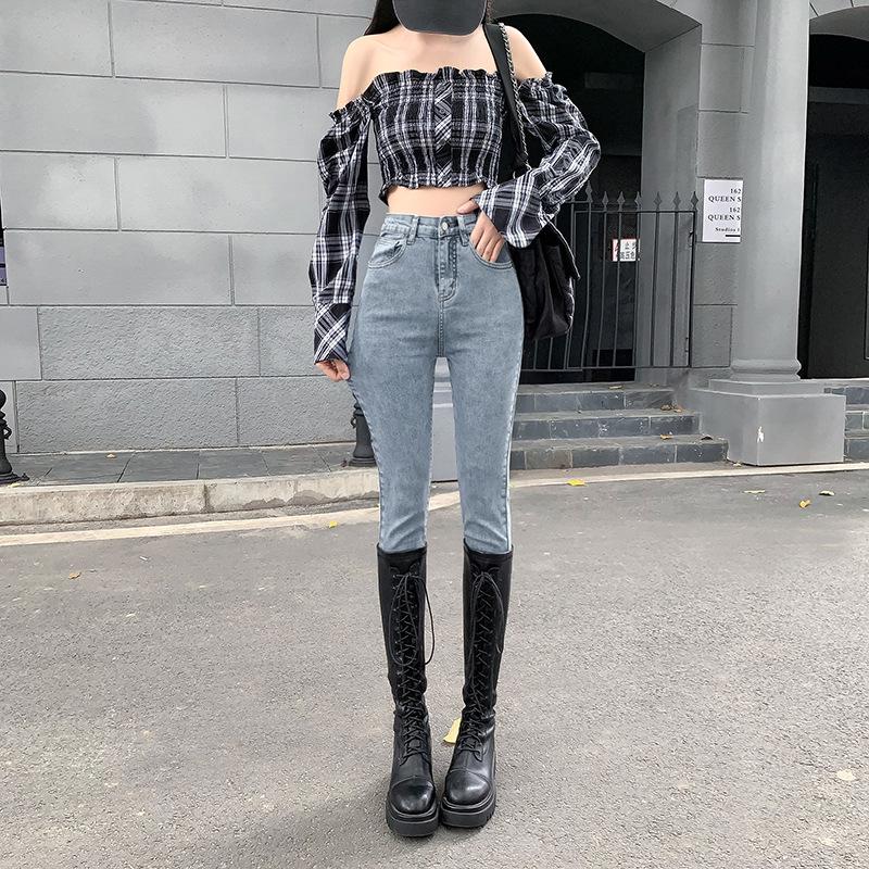 

Women s 2023 High-Waisted Slimming Denim Pencil Pants 30 светло-синий