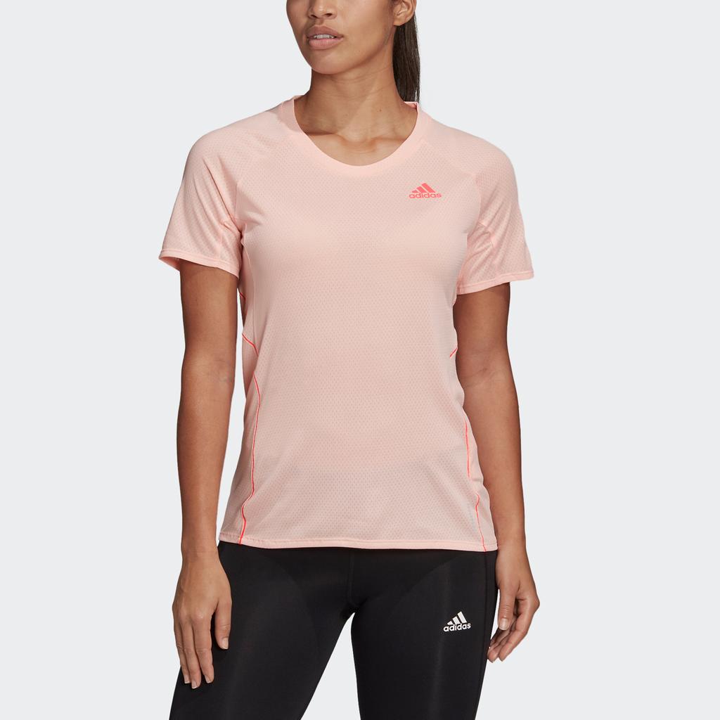 Adidas Adi Runner Reflective Running Short Sleeve Tee Women Tops Pink FT6451