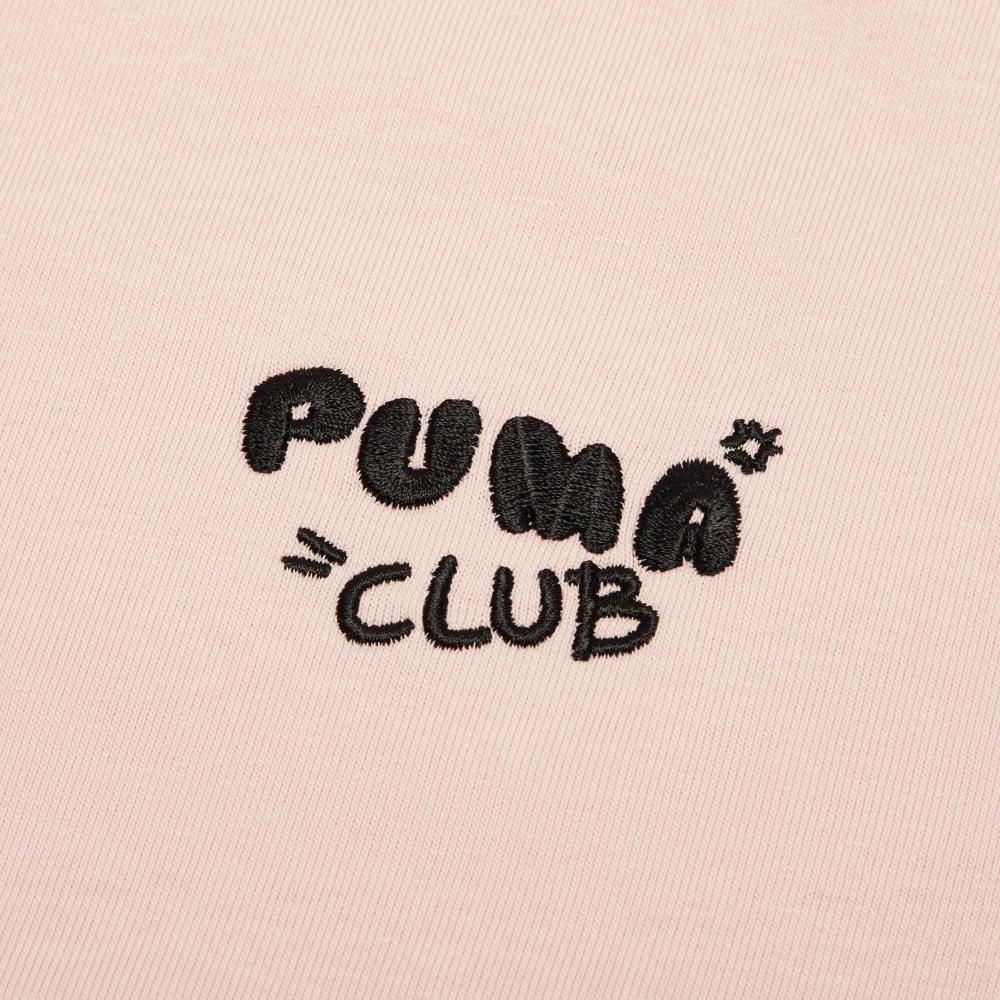 PUMA Embroidered Logo Cartoon Print Round Neck Casual Short Sleeve Dress Women dresses Pink 533105-36