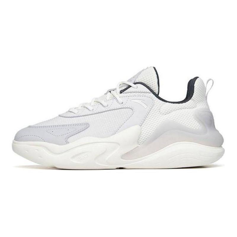 Anta Men Chaobai 3.0 Fabric Leather Low Casual Shoes Gray White 112238840-4 41