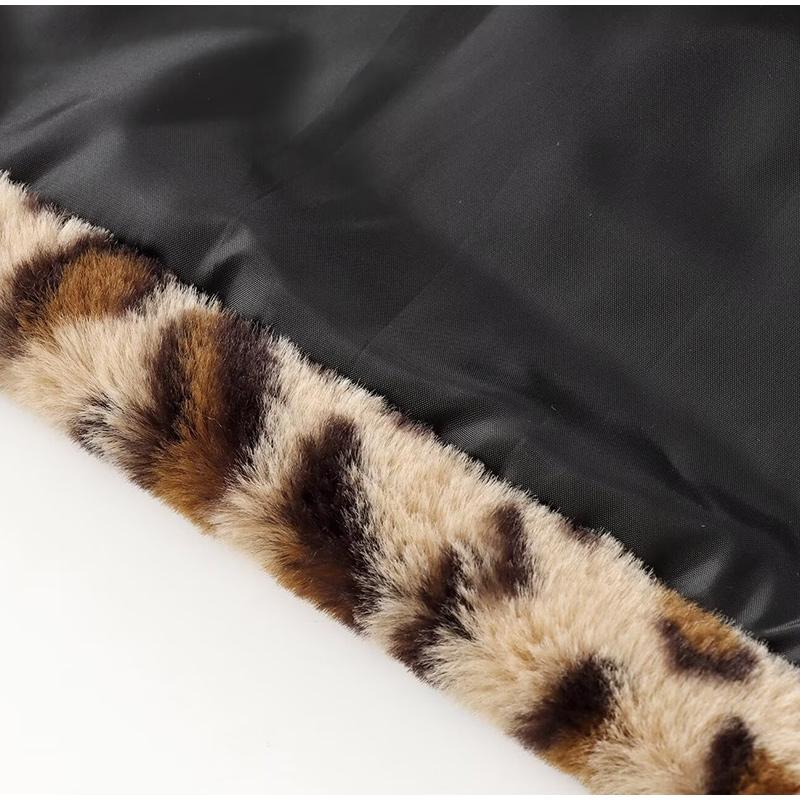 Volné kabáty z umělé kožešiny s leopardím potiskem Ženy Vintage Kožešiny s klopou Kapsa tlustší Podzim Zima Módní Dámský kabát