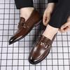 Fashion Hot Sale Leather Loafers Handmade Stitching Mens Walking Shoes Rubber Casual Shoes Comfy Slip on Flats Simple Moccasins Flats