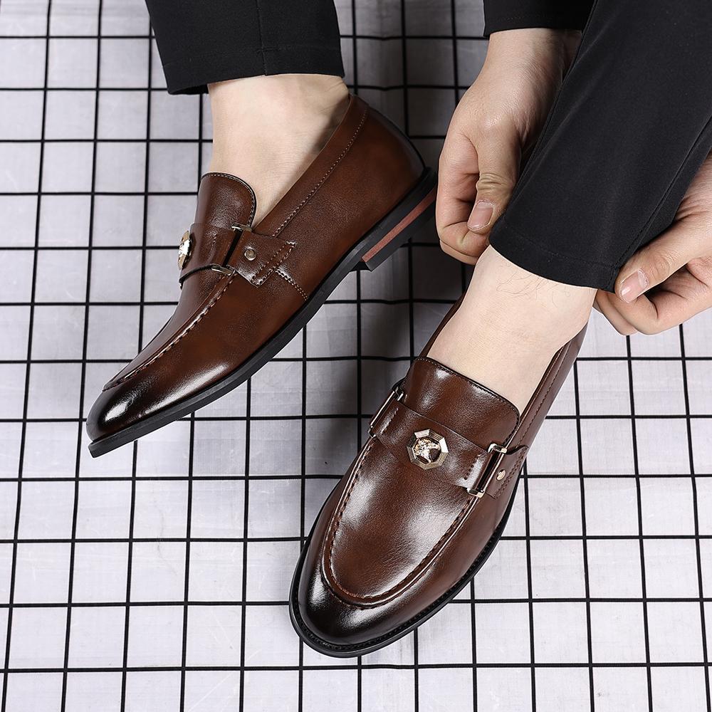 Fashion Hot Sale Leather Loafers Handmade Stitching Mens Walking Shoes Rubber Casual Shoes Comfy Slip on Flats Simple Moccasins Flats