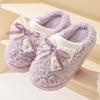 Neue Winter-Baumwollpantoffeln für Damen, Heimtextilien, Schmetterlingsknoten, warme Plüsch-Sandalen für Damen