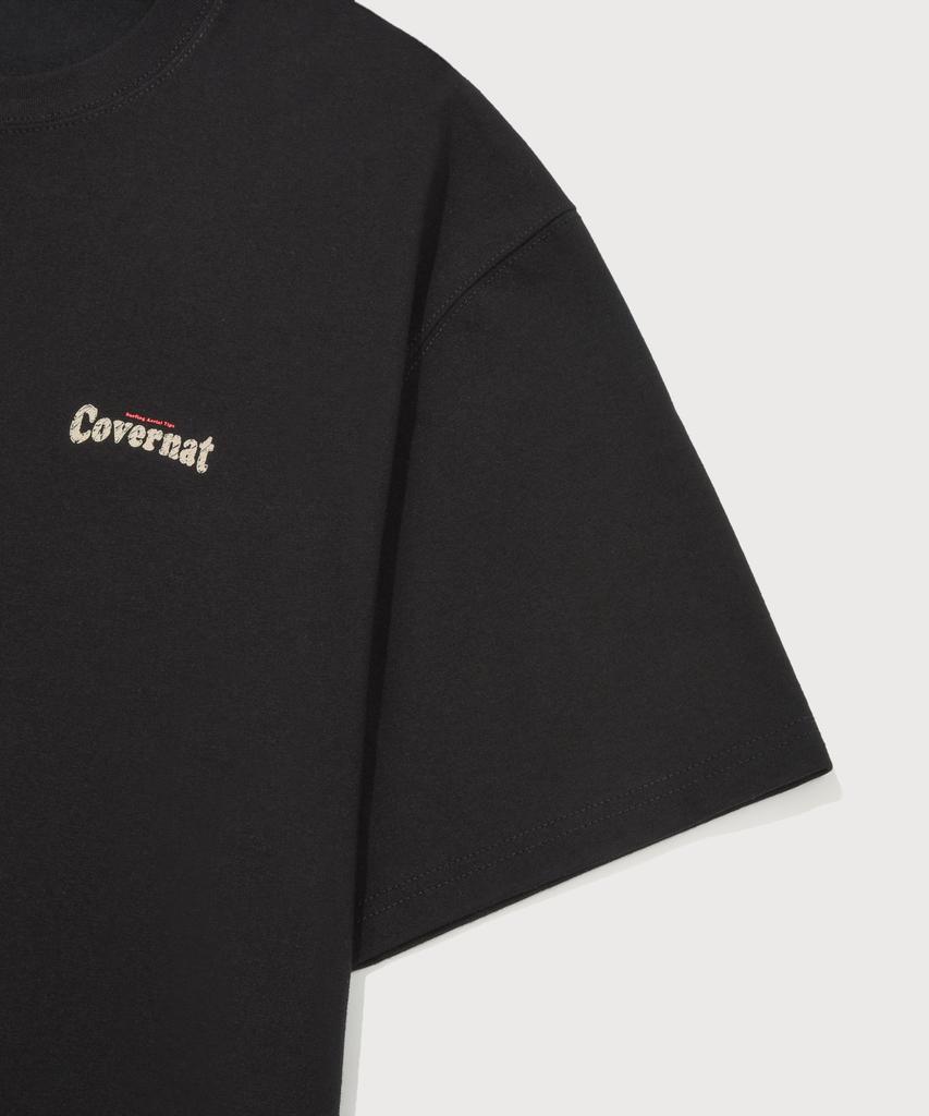 COVERNAT Cool Cotton Surfing Motion Graphic T-Shirt Black