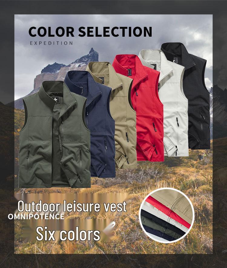 Men's Plus Size Multi-Pocket Breathable Vest for Spring and Autumn
