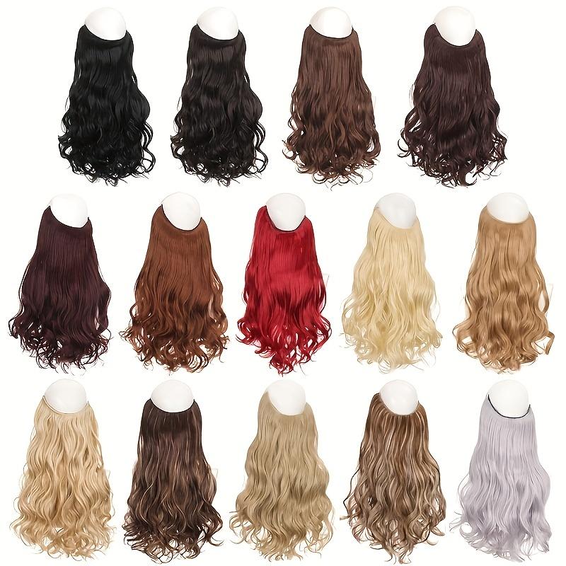 Long Curly Synthetic Hair Extensions With Invisible Wire Fishing Line Hair Extensions Hairpieces Fake Hair For Women