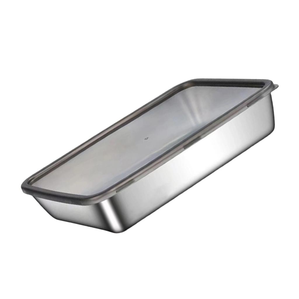 Grilling Prep and Serve Trays BBQ Platter for Raw and Cooked Food Stainless Steel Serving Trays for Food with Lid Set