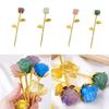 Stone Rose Carving Sculpture Gold Mount Desk Accessory Elegant Home Decors Beautiful Table Adornment Rose Shape Decors