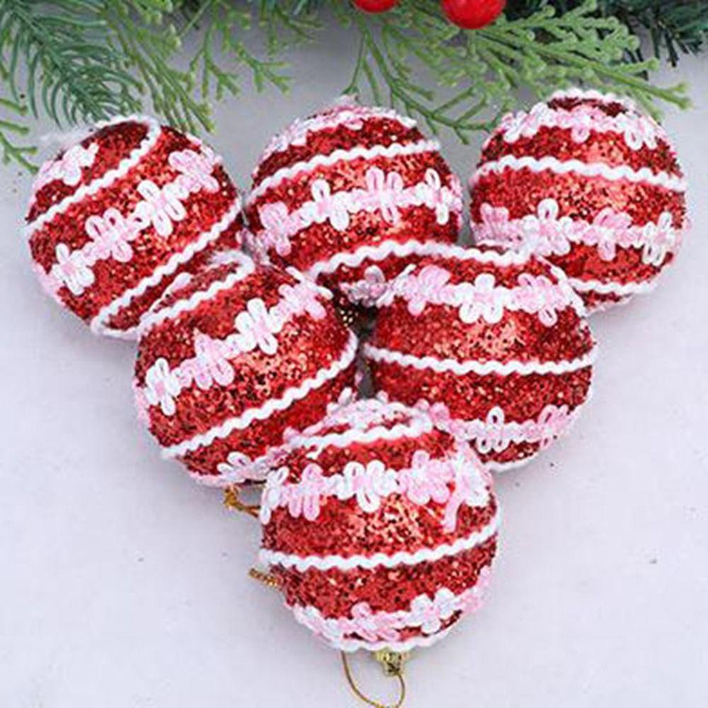 6CM Foam Christmas Balls Red White Christmas Hanging Balls Christmas Tree Pendant  for Home