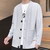 Autumn Winter V-neck Loose Casual Jacket Solid Color Coat Male Cardigan Pocket Outwear Men Cardigan Top Men