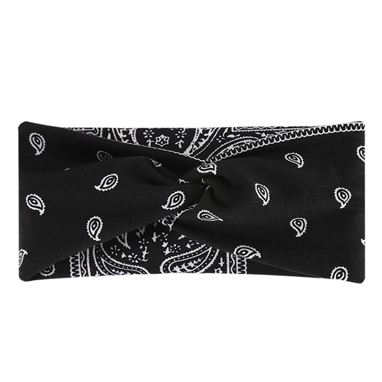 1Pc Women Stretchy Wide Knotted Headband Soft Elastic Sweatband Yoga Running Sports Hair Accessories for Girls Daily Wear чёрный
