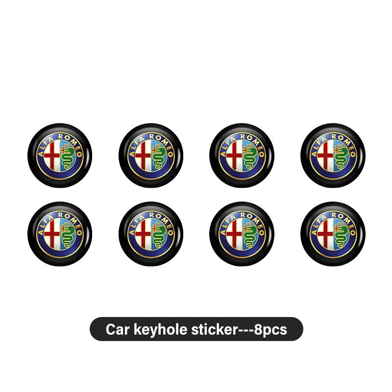 

8pcs Car Door Keyhole Protection Stickers Lock Core Decal For Alfa Romeo 159 Giulietta Giulia 147 Mito 156 159 166 GT Stelvio