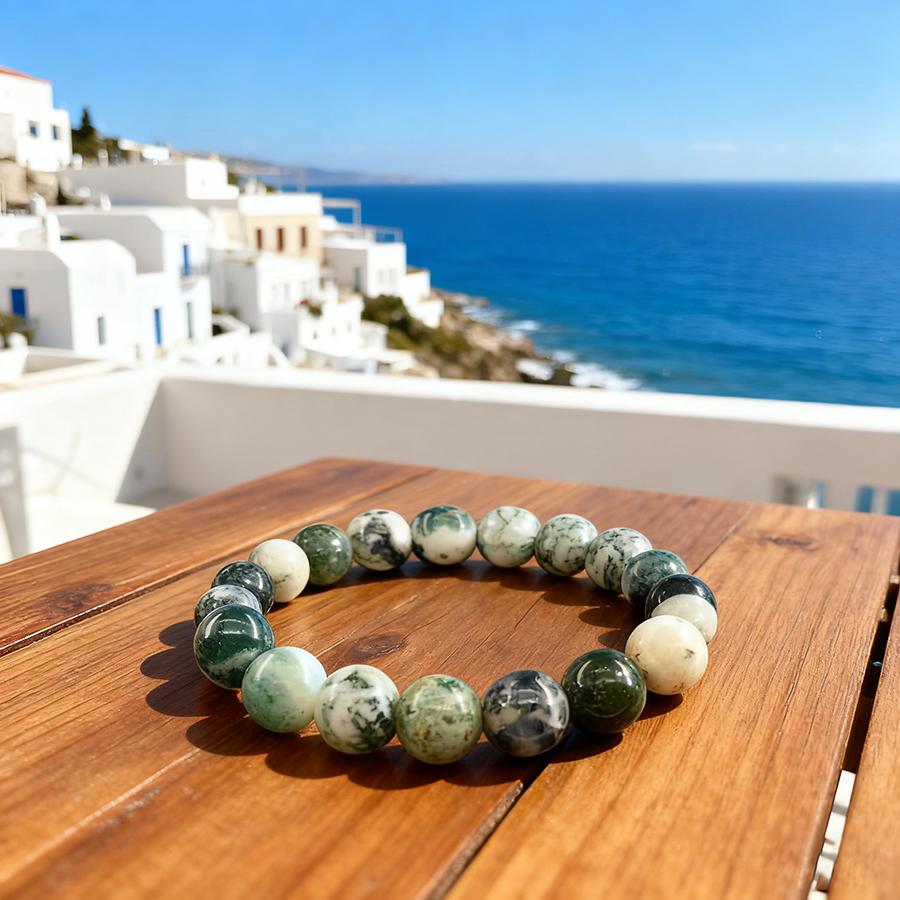 Pulsera Original de Ágata Árbol para Mujer Piedra Natural Cristal Curativo Espiritual Yoga Meditación Mejorar la Función Capilar Joyería