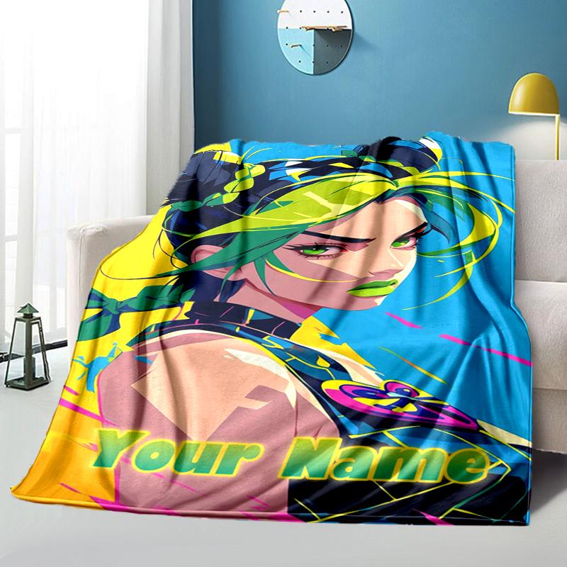 1PC Custom Name "Vibrant Neon Fantasy Artwork" flannel blanket versatile,all-season throw suitable for the living room,bedroom,camping,travel,and gift