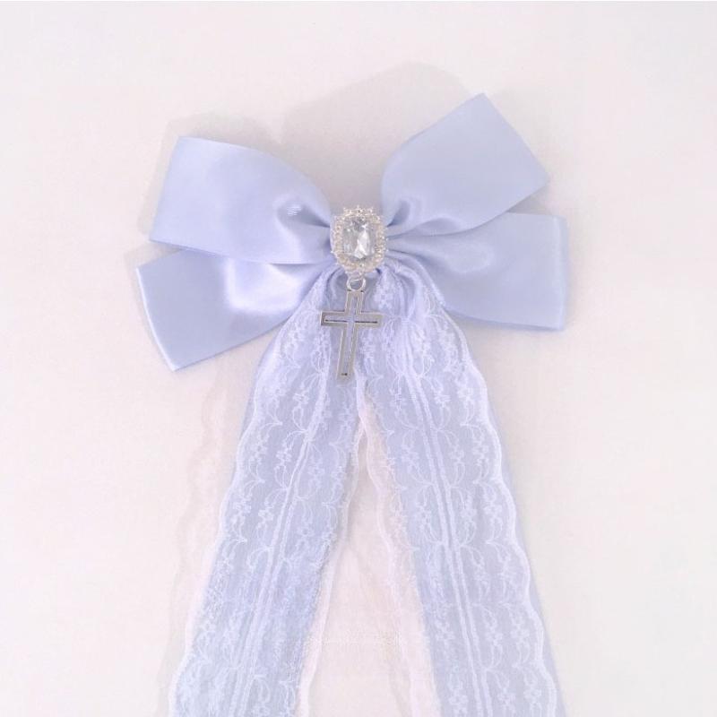 

Универсальная заколка с кружевным бантом и темным крестом, аксессуар для волос в стиле Лолита