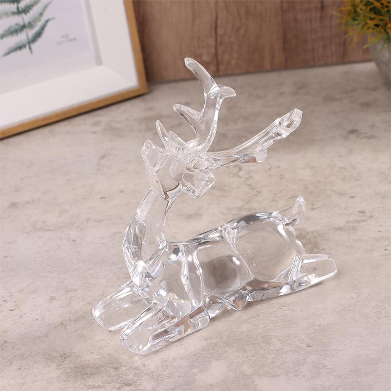 1Pc  Deer Figurines Desktop Ornament Transparent Elk Reindeer Sculpture