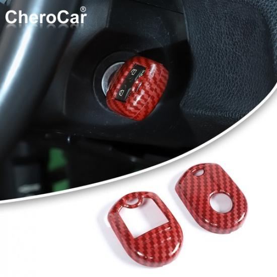

For 2009-14 Ford F150 Key Fob Protector Cover Case Shell Trim Red Carbon Fiber