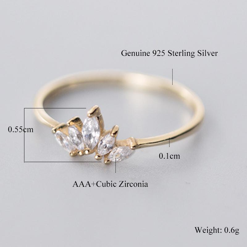 Fashion 925 Silver Crystal Crown Rings Jewelry Charms CZ Zircon Ring for Women Engagement Wedding Ring Gift