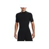 Under Armour Jednobarevné kompresní tričko s vysokým krkem a krátkým rukávem Pánské topy Černé 1372586-001