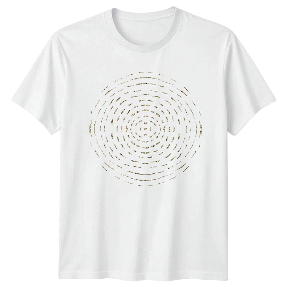 Abstract Gold Glitter Concentric Rings T-Shirt Abstract Design Geometric Style XXL