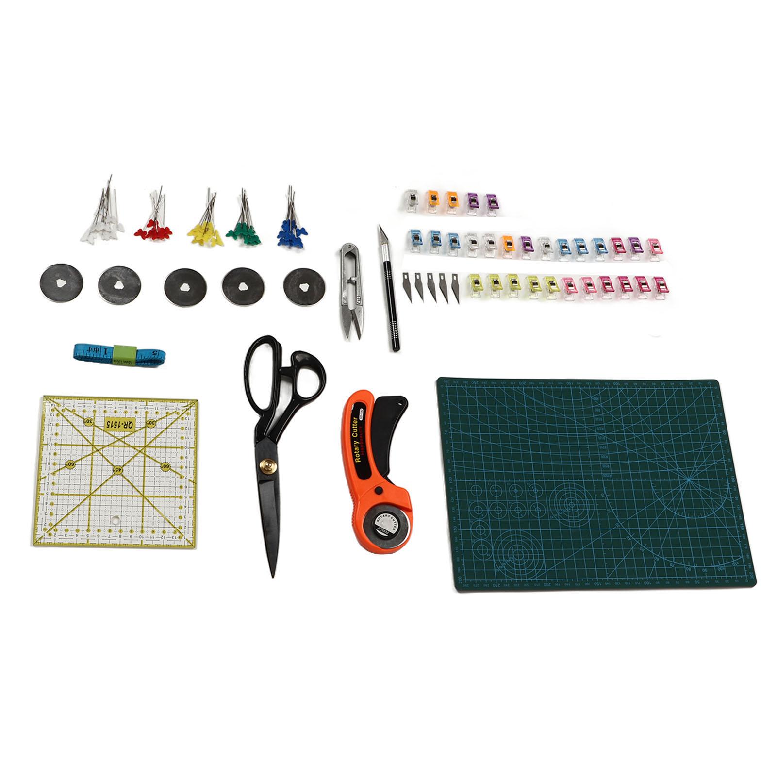 

Набор для квилтинга Коврик для резки Ножи для резки Зажимы Иглы U-образные ножницы Дисковые ножи Вращающиеся