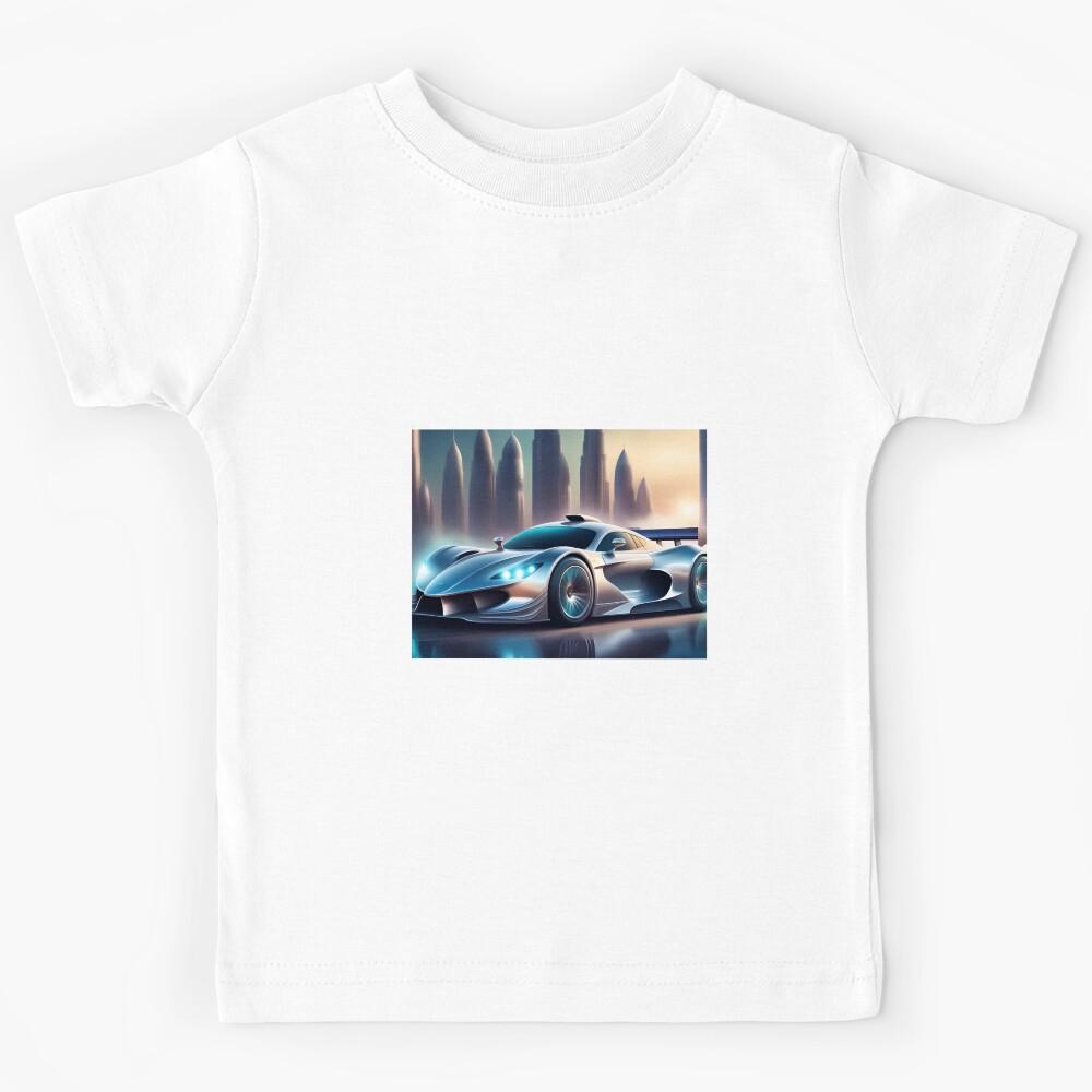 Epic Silver Sports Racing Car Design Kids T-Shirt 170